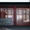 Traditional Chinese Specialty Store Interior With Wooden Cabinets Decorative Screens Sofa And Art Paintings
