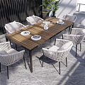 Modern Balcony Outdoor Dining Table and Chair 3d model