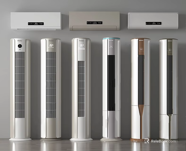 Modern Air Conditioner Fans With Various Styles And Sleek White Silver Designs 3d model 