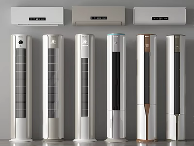 Modern Air Conditioner Fans With Various Styles And Sleek White Silver Designs 3d model