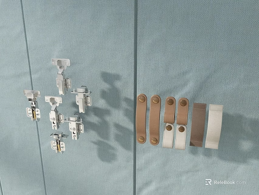 High Quality Hardware Tools Featuring Silver Hinges Brackets and Brown Slide Strip Connectors 3d model 