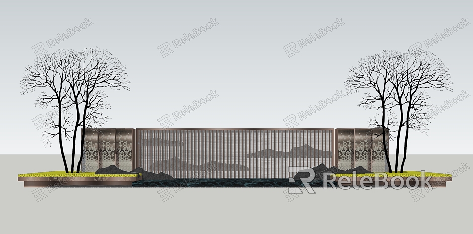 New Chinese Style Landscape Wall Landscape Wall Mountain model