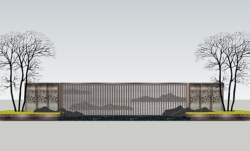 New Chinese Style Landscape Wall Landscape Wall Mountain 3d model