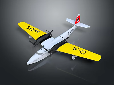 Yellow Winged White Airplane With Red Tail And SOM D-A Markings 3d model