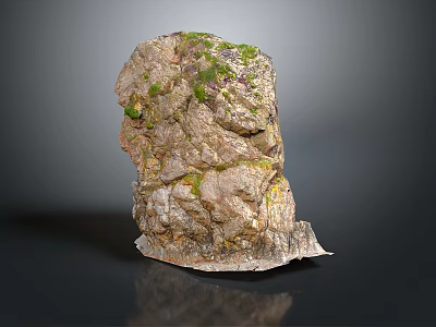 Natural Wood Stone with Moss Covered Rough Surface and Natural Rock Texture 3d model