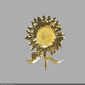 Artistic Golden Sunflower Decorative Ornament With Detailed Petals And Stem
