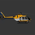 Yellow And Black Helicopter With White Rotor Blades And Blue Tail Design