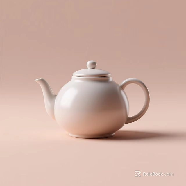 White Ceramic Teapot With Smooth Surface On Soft Pink Background For Home Use 3d model