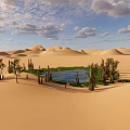 Modern desert small oasis 3d model