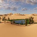 Modern desert desert small oasis 3d model