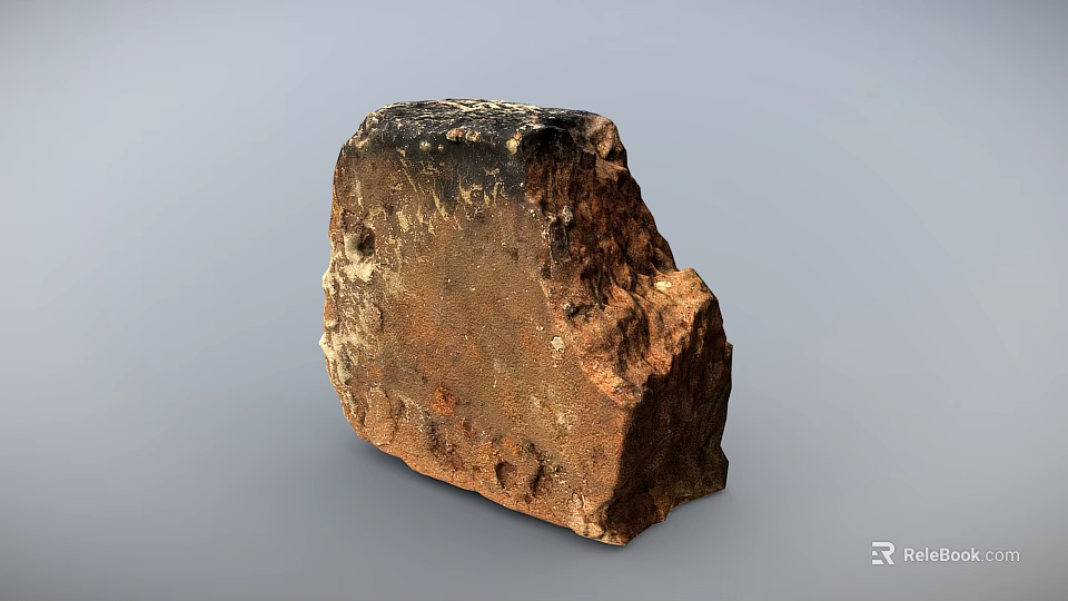 Natural Stone Wood Piece Featuring Rough Texture And Organic Surface Details 3d model 