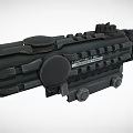 Tactical Weapon Scope Featuring Black Cylindrical Body and Adjustable Knobs for Precision Shooting 3d model