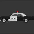 Black and White Police Car With Red Emergency Lights And POLICE Logo