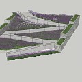 Geometric Roadway Facilities Design With Lavender Flower Beds Green Belts And Stone Pavements