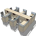 Modern Office Desk Cubicles With Multiple Workstations Computer And File Cabinets 3d model