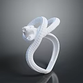 White Coiled Snake 3D Printed Model Featuring Small Animal Head Sculpture Design 3d model