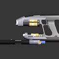 Futuristic Sci Fi Weapon Design With Black White Yellow Accents And Glowing Parts