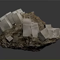 Natural Decorative Ornament Set With Rock Base And White Cubic Crystals
