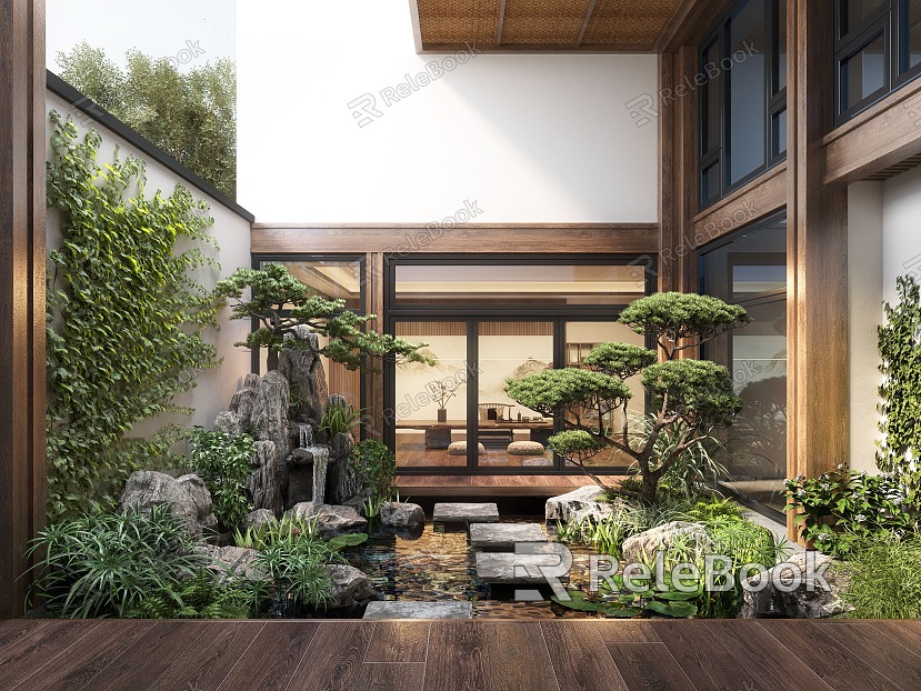 New Chinese Courtyard Courtyard Landscape model