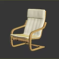 Modern Wooden Frame Chair With White Upholstered Seat Backrest And Armrests