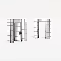 Two Black Metal Gates With Grid Structure And Locking Mechanism