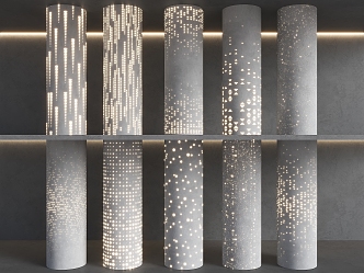 Luminous concrete column hollow cylinder science and technology sense decorative column gradient perforated bag column 3d model