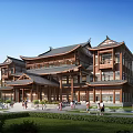 Western Sichuan style ancient architecture SU model 3d model
