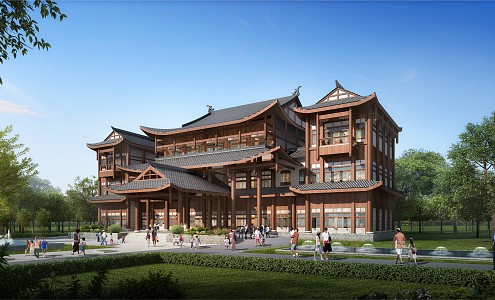 Western Sichuan style ancient architecture SU model 3d model