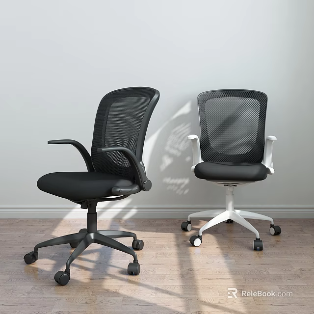 Ergonomic Black Mesh Office Chairs With Adjustable Armrests And Rolling Wheels 3d model