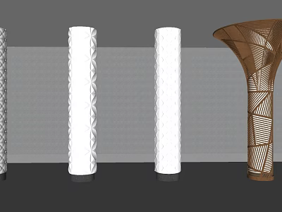 Modern Decorative Columns In Various Styles With Textured White And Geometric Brown Details 3d model