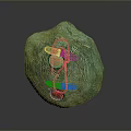 Green Textured Weapon With Two Golden Circular Elements And Surface Details