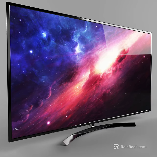 Ultra Slim Modern Television With Vivid Cosmic Galaxy Display Screen 3d model 