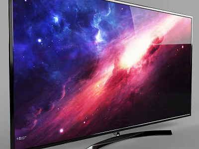 Ultra Slim Modern Television With Vivid Cosmic Galaxy Display Screen 3d model