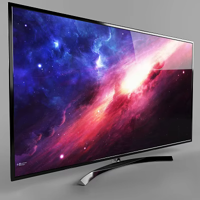Ultra Slim Modern Television With Vivid Cosmic Galaxy Display Screen 3d model