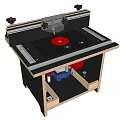 Industrial Equipment Workbench With Red Circular Component Control Panel And Sturdy Stand