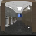 Modern Public Restroom Interior Featuring Grey Tile Walls Large Mirror Double Sink And Wooden Cabinets
