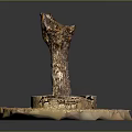 Natural Wooden Stone Decorative Sculpture with Stump Base and Textured Details