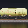 Yellow Tank Car With LOTOS Logo And Ladder On Railway Track