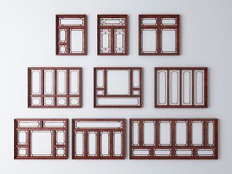 New Chinese-style window hollow window grilles 3d model