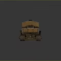 Old Style Tracked Truck Featuring Rustic Orange Cab And Metal Cargo Bed