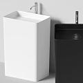 Modern Minimalist White and Black Washbasin with Sleek Design and Silver Faucet