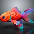 Modern Fish Cold Water Fish Goldfish Gold Grass 3d model