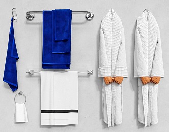 Towels Bath Towels Hotel Supplies Toiletries Bathrobe Rack Towel Rack 3d model