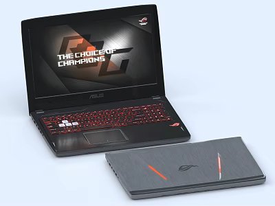 ASUS ROG Gaming Laptop Featuring Red Backlit Keyboard And The Choice of Champions Screen 3d model