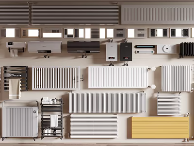 Various Types of Home Heating Radiators with Modern Designs and Color Options 3d model