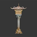 Traditional Architectural Structure With Dragon Motifs Multi Angular Roof And Decorative Columns