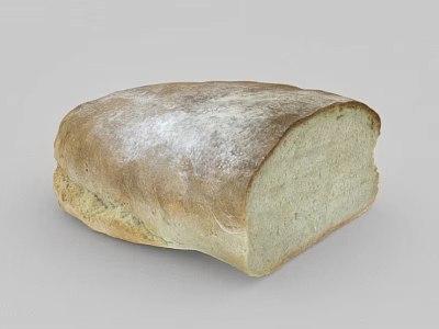 Freshly Baked Sliced Bread Loaf With Flour Dusted Crust And White Interior 3d model