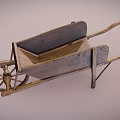 Vintage Handcrafted Wooden Wheelbarrow With Rustic Frame And Spoked Wheel