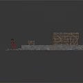 Industrial Site Setup With Wooden Crates On Concrete Platform And Scattered Gravel