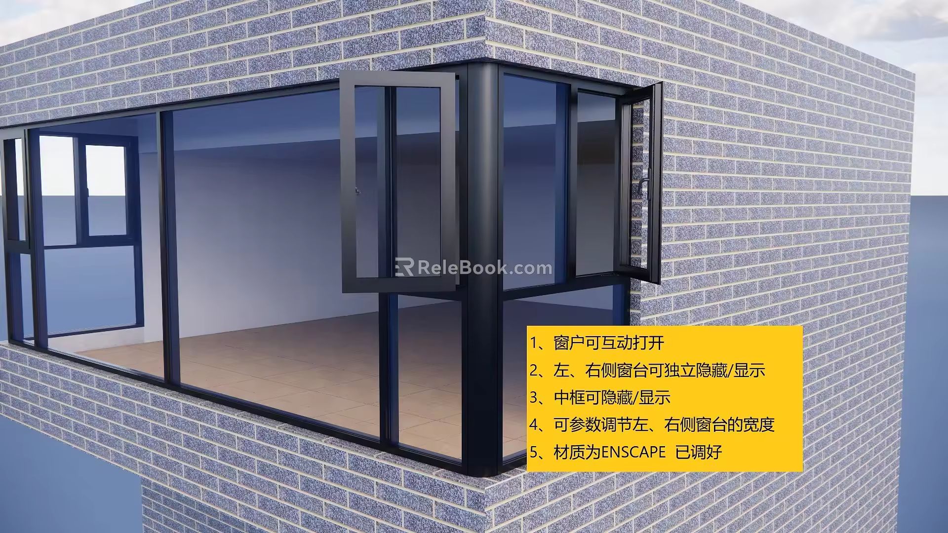 Parametric Multi-function Floor-to-ceiling Window Side Window Combination 3d model